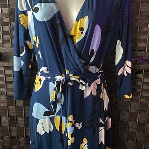 A New Day Navy and Yellow Floral Dress